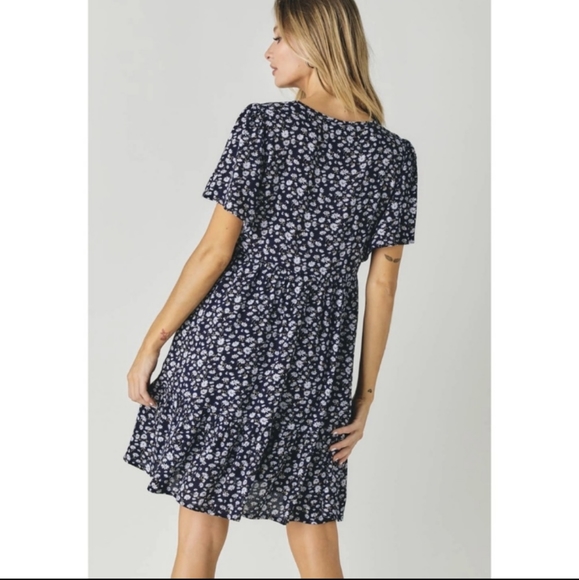 DAVI & DANI- Ditzy Floral, Swing, Ruffled Mini Dress in mustard yellow - Picture 14 of 14